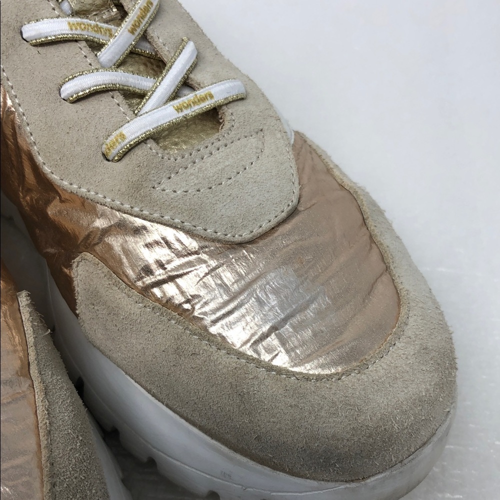 Wonders Oslo Sneakers Gold And Beige Leather Size 38 EU - Picture 8 of 16